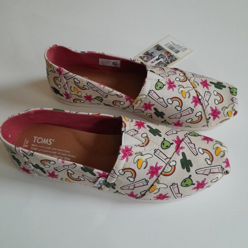 Toms Classic Birch Multi Rainbows Slip-On Loafers Women's Size 9 W - Picture 6 of 10
